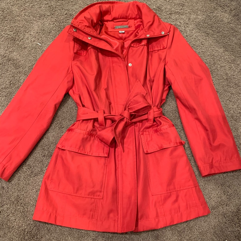 Johnson and Murphy red trench coat jacket